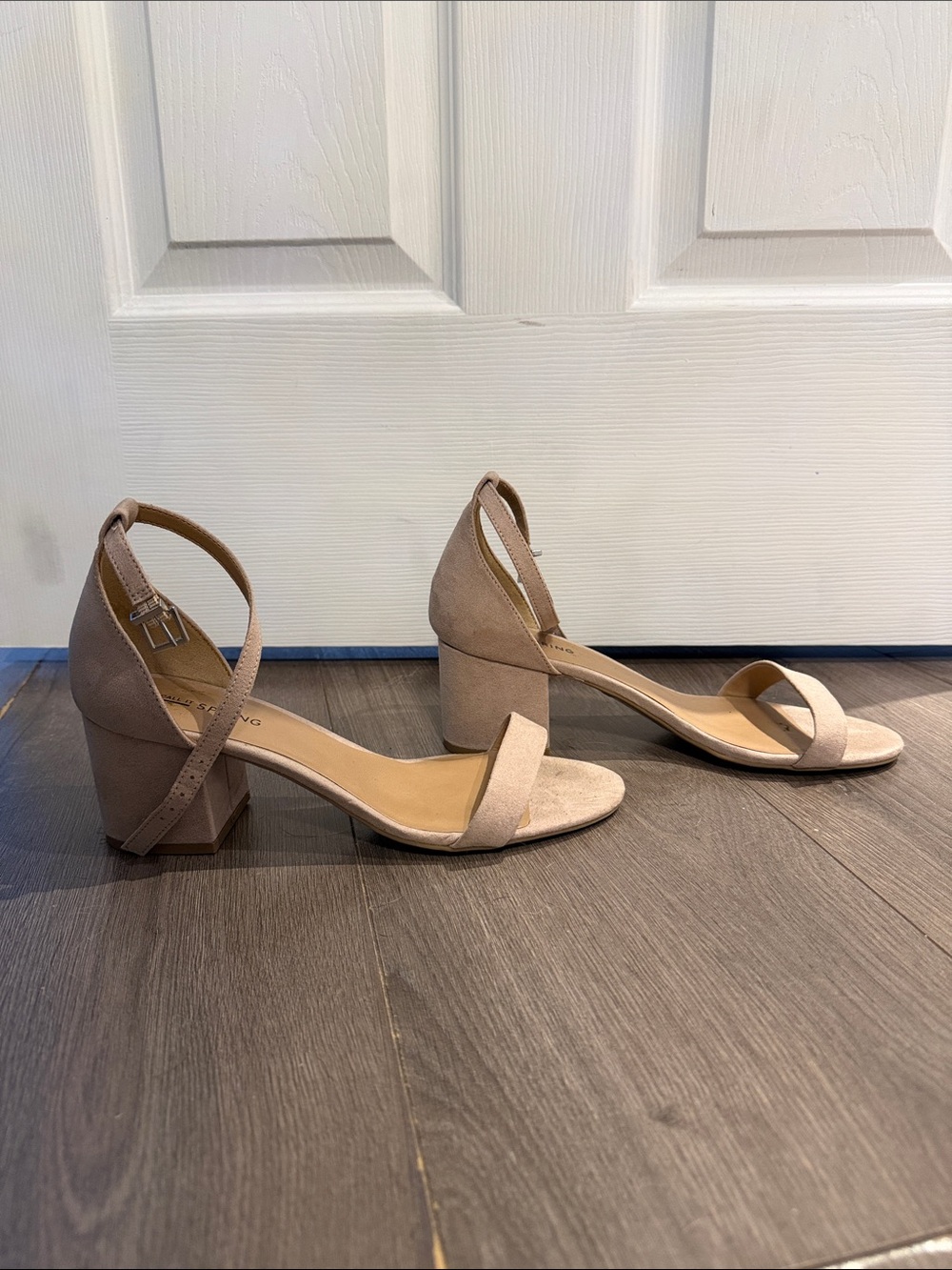 Call It Spring Blush Suede Block Heel Sandals